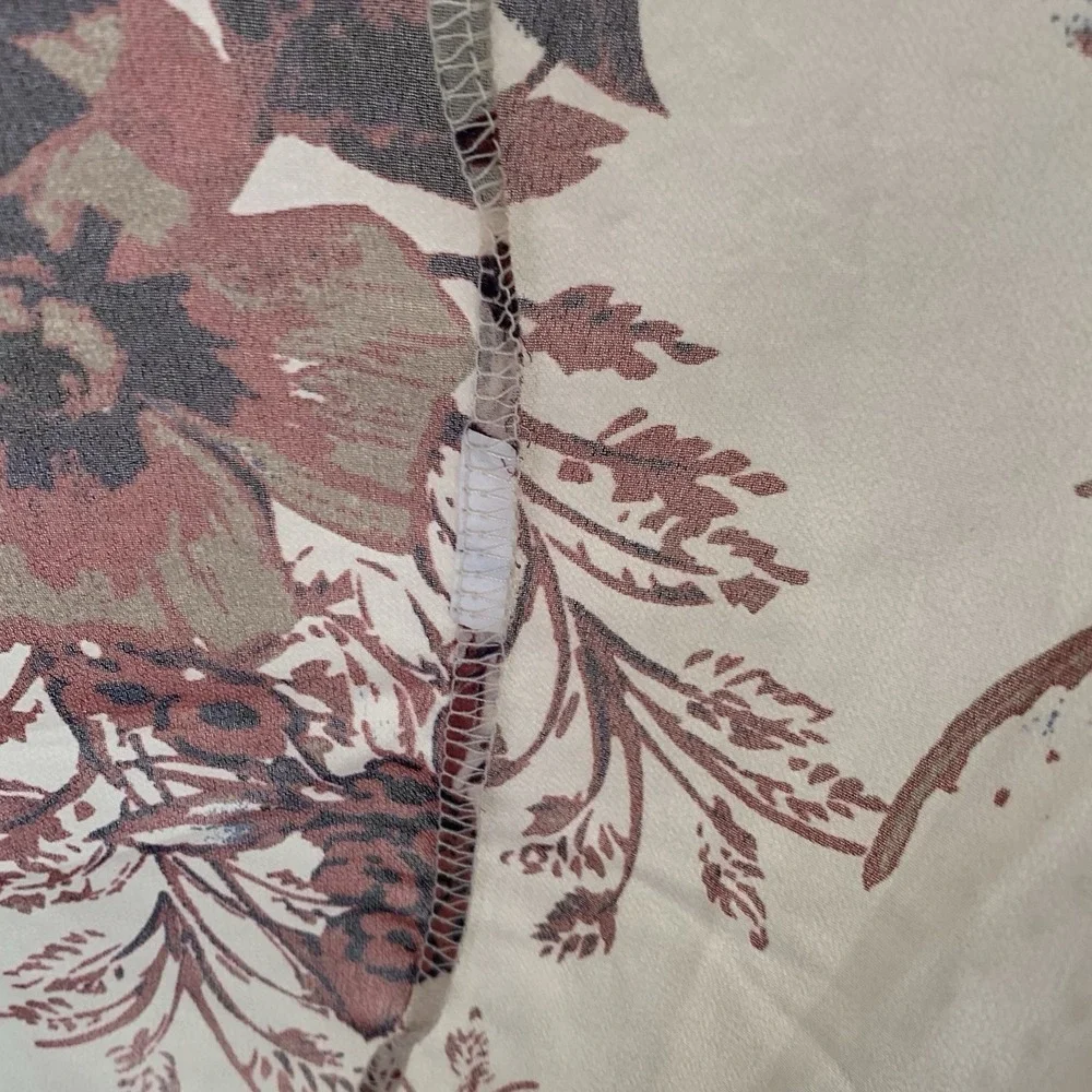 Emory Park Duster Kimono‎ Women OS Ivory Burgundy Purple Floral Sheer Longline